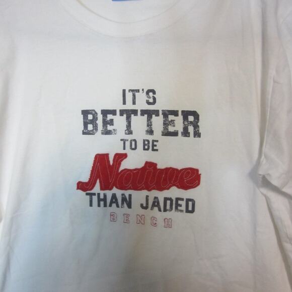 Y2K Streetwear Graphic White T-Shirt Bench/ Small – “Better Naïve Than Jaded” - Picture 4 of 8